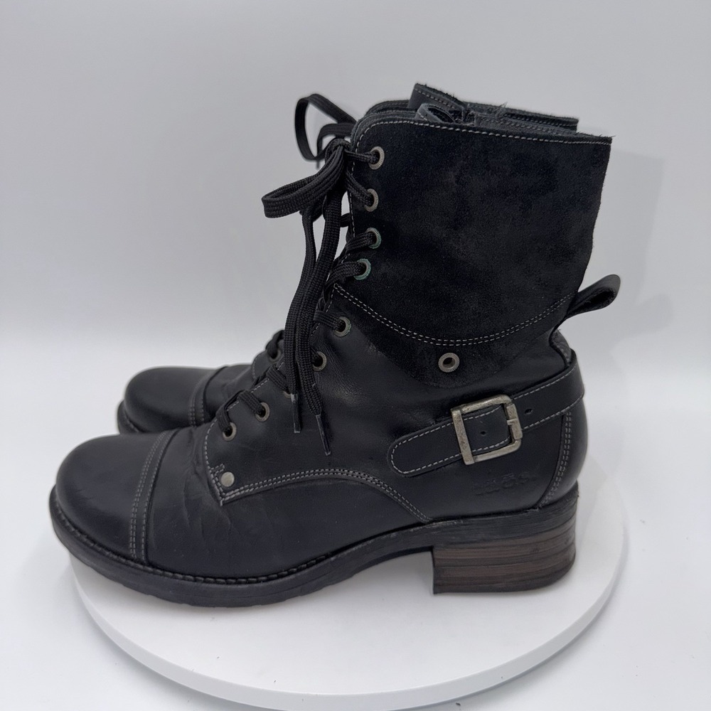Taos Crave Black Genuine Leather Lace Up Combat Boots Size 41 EU 10-10.5 US